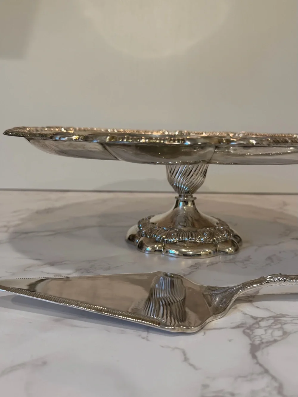Vintage Silver Plated Pedestal Cake Stand w/ Server by Royal Gallery of Silver